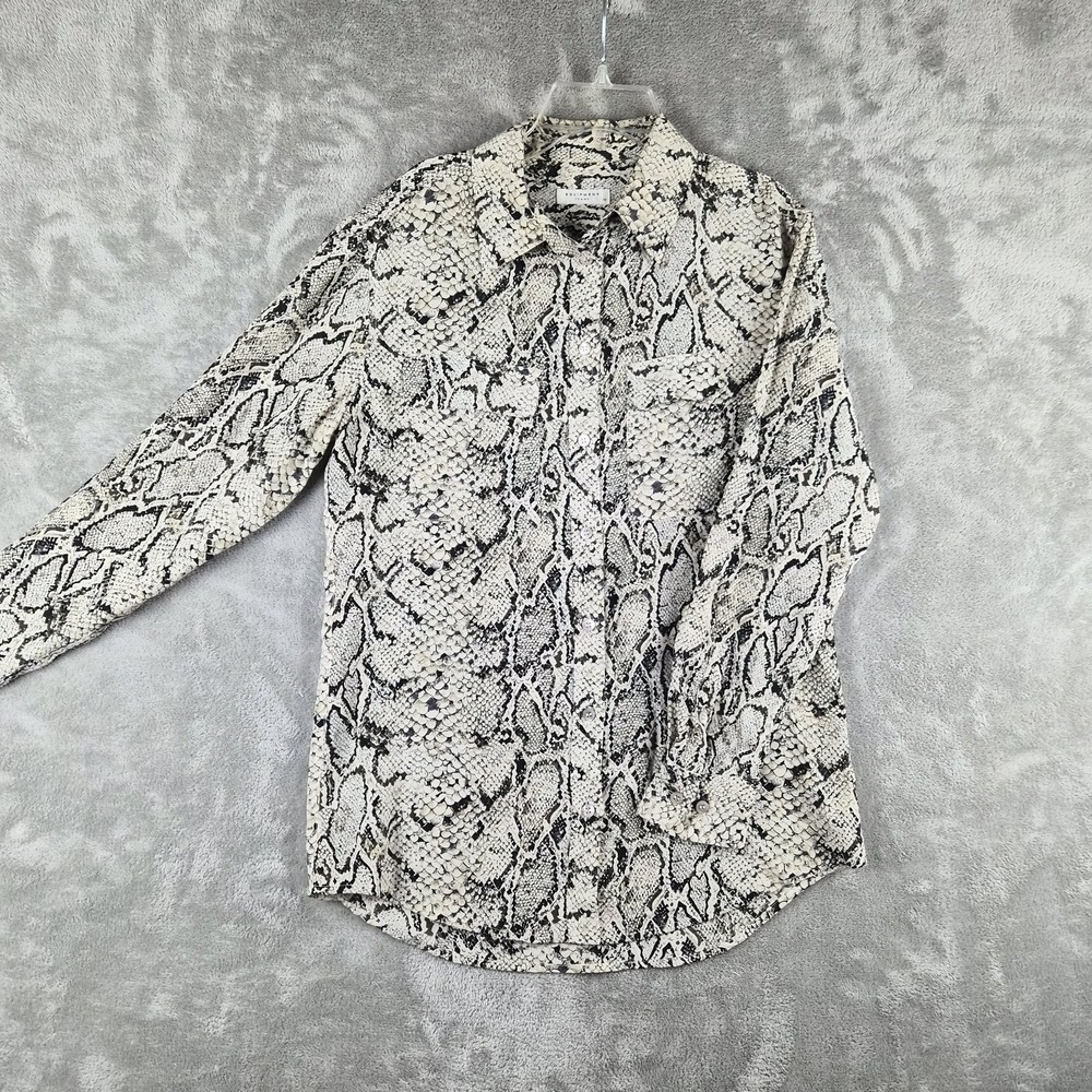 Equipment Femme Button Up Shirt XS Python Snakeskin Print 100% Silk Luxury Chic